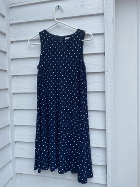 Anne Klein Navy and White Polka Dot Midi Dress 👗 Twirl Away 💃